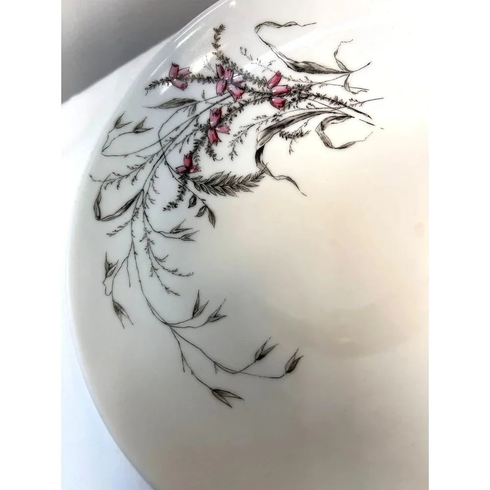 Vintage Porcelain Compote With Pink Floral Design